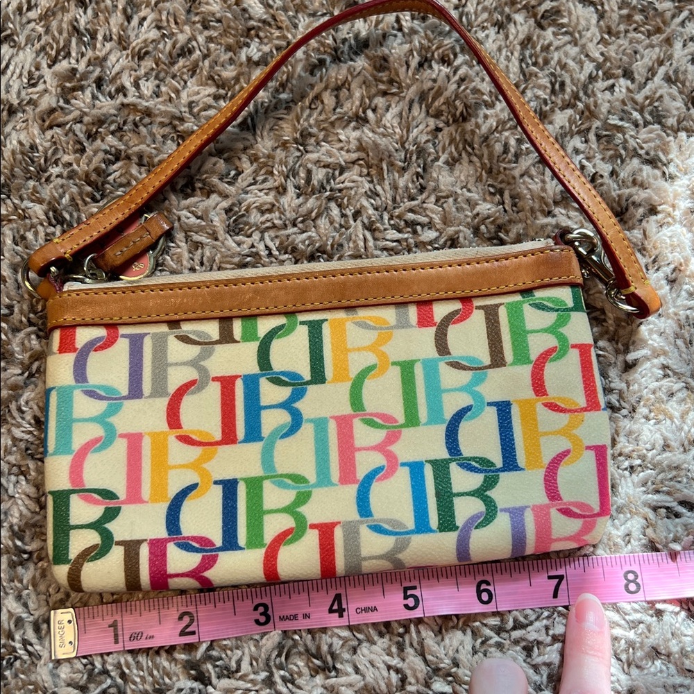 Dooney & Bourke Vintage Retro Rainbow Zip Wristlet - Picture 10 of 11